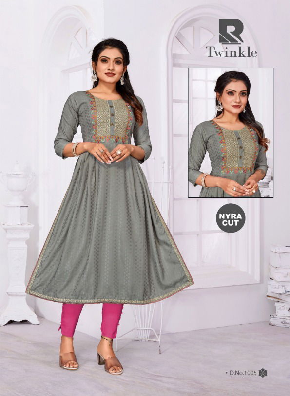 Raashi Twinkle Fancy Designer Wear Wholesale Embroidery Kurtis Catalog